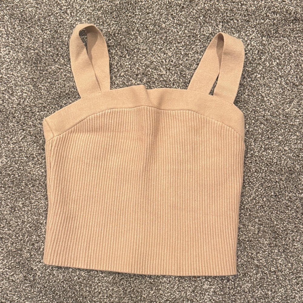 Women's Tan Ribbed Sweater Tank